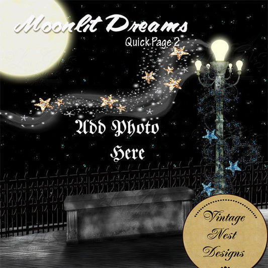 Digital Scrapbooking Moonlit Dreams Quick Page No.2 Instant Download