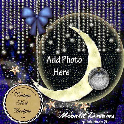Digital Scrapbooking Moonlit Dreams Quick Page No.3 Instant Download