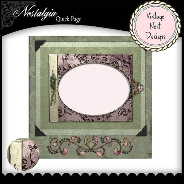 Digital Scrapbooking Nastalgia Quick Page No.1 Illustration Instant Download