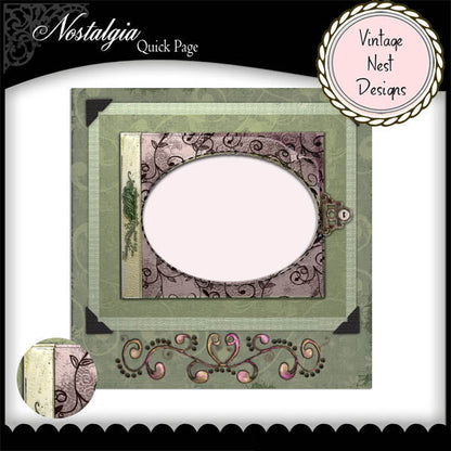 Digital Scrapbooking Nastalgia Quick Page No.1 Illustration Instant Download
