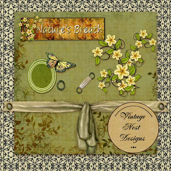 Digital Scrapbooking Nature's Breath Kit Illustration Instant Download