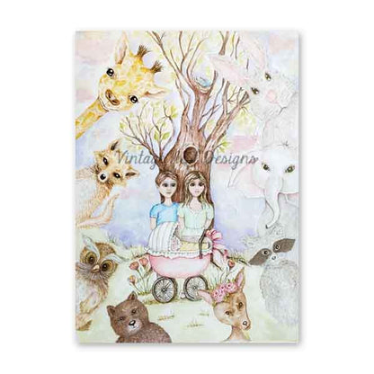 Digital Print Nursery Animals No.1 Watercolor Painting Instant Download