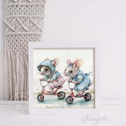 Digital Prints Nursery Mice No.1 Illustration Instant Download