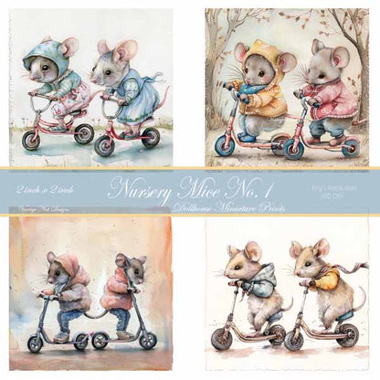 Digital Prints Nursery Mice No.1 Illustration Instant Download