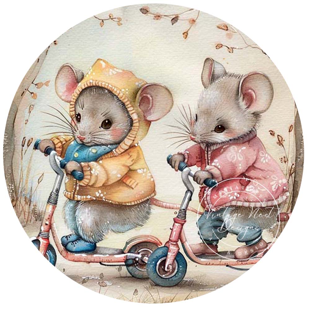 Digital Prints Nursery Mice No.1 Illustration Instant Download