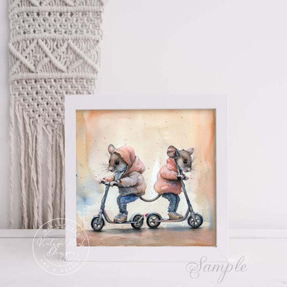 Digital Prints Nursery Mice No.1 Illustration Instant Download