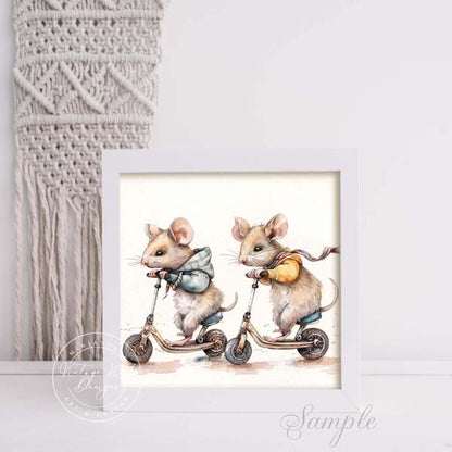 Digital Prints Nursery Mice No.1 Illustration Instant Download