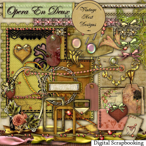 Digital Scrapbooking Opera EnDeux Kit Instant Download