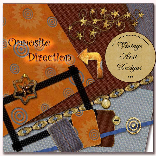 Digital Scrapbooking Opposite Direction Kit Instant Download