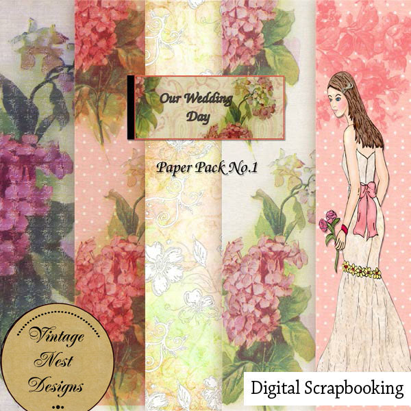 Digitale Scrapbooking-Illustration „Unser Hochzeitstag“