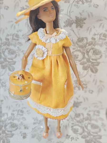 Barbie Fashion Doll Outfit No.14 Handmade 11.5" Scale Clothes, Dress, Shoes Purse, Hat