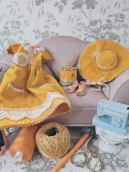 Barbie Fashion Doll Outfit No.14 Handmade 11.5" Scale Clothes, Dress, Shoes Purse, Hat