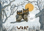Digital Print One Who? Owls No.1 Watercolor Painting Instant Download