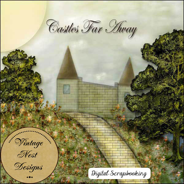 Digital Scrapbooking Castles Far Away Quick Page No.1 Instant Download