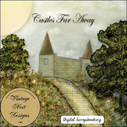 Digital Scrapbooking Castles Far Away Quick Page No.1 Instant Download