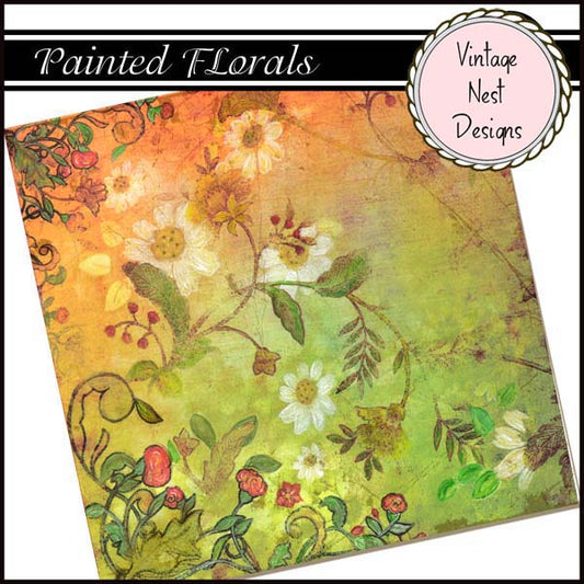 Scrapbooking Imprimable Rapide : Page No.1 Fleurs Peintes