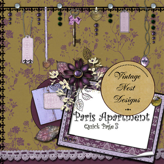 Digital Scrapbooking Paris Apartment Quick Page No.3 Instant Download
