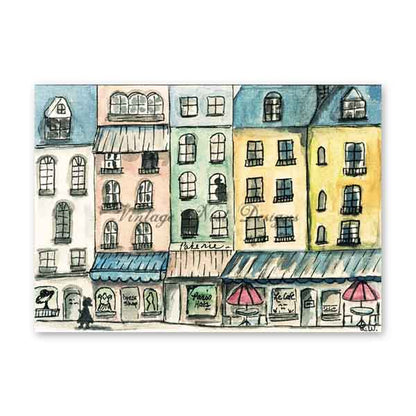 Digital Print Paris Shopping in the City No.1 ACEO Watercolor Wall Decor Instant Download