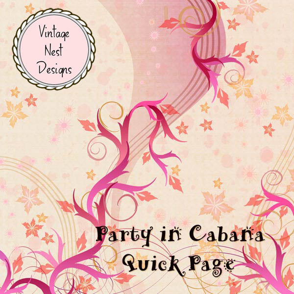 Digital Scrapbooking Party in Cabanana Quick Page No.1 Instant Download