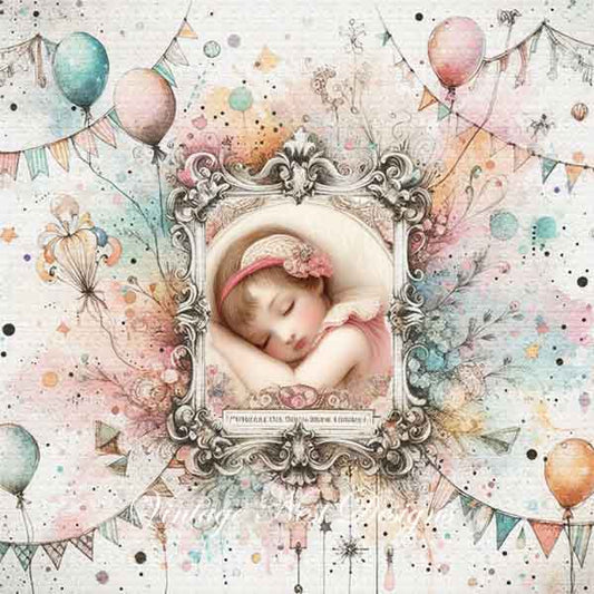 Digital Print Pastel Balloons No.1 Illustration Instant Download