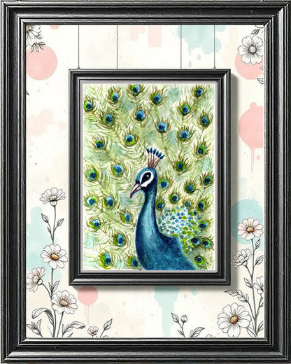 Peacock No.2 ACEO Digital Print Watercolor Painting