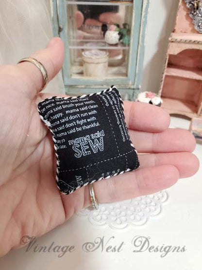 Miniature Pillow No.22 Black White Dollhouse Doll Decor Diorama Shadow Box 1:12 Scale