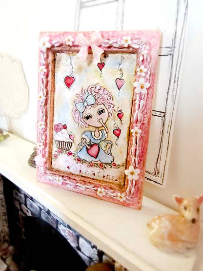 Miniature Pink be my Valentine No.1:2 Handmade for Dollhouse