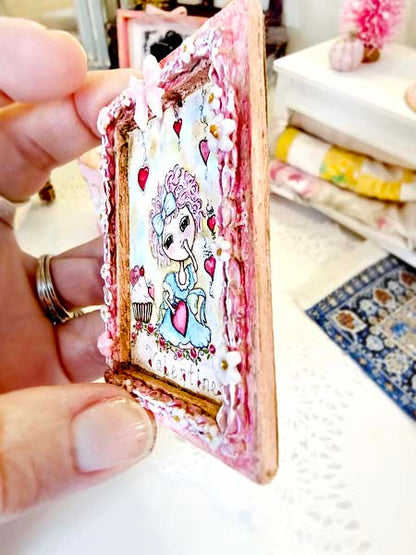 Miniature Pink be my Valentine No.1:2 Handmade for Dollhouse