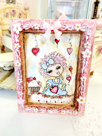 Miniature Pink be my Valentine No.1:2 Handmade for Dollhouse