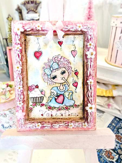 Miniature Pink be my Valentine No.1:2 Handmade for Dollhouse