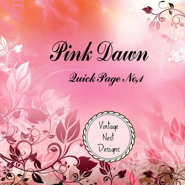 Digital Scrapbooking Pink Dawn Quick Page No.1 Instant Download