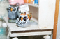 Miniatur Porzellan-Eule Nr. 7 Handgefertigt für Puppenhaus Schattenkasten Diorama
