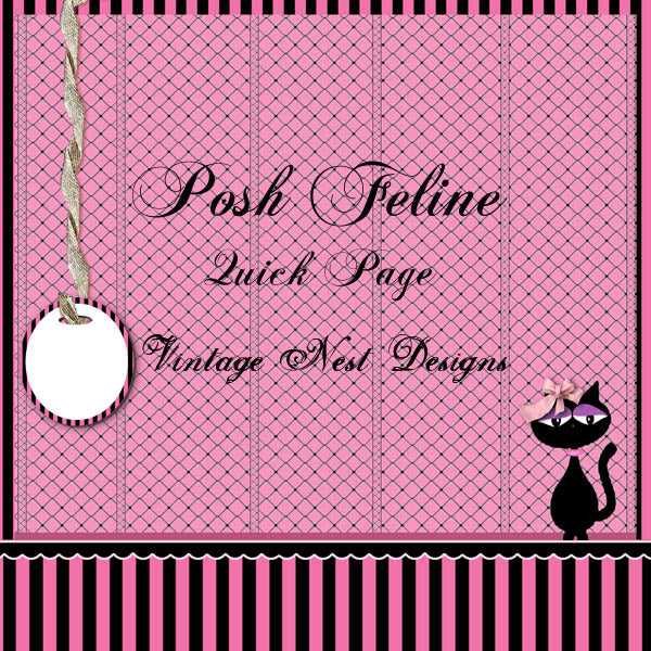 Digital Scrapbooking Posh Feline Quick Page No.1 Instant Download
