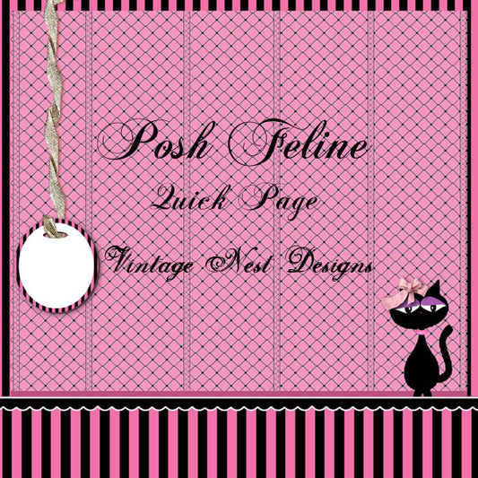 Digital Scrapbooking Posh Feline Quick Page No.1 Instant Download