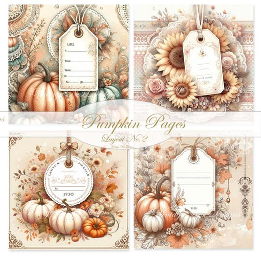 Digital Prints Pumpkin Page Layouts No.2 Illustrations Instant Download