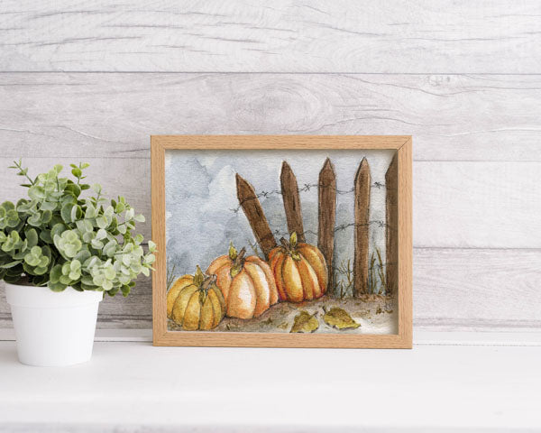 Digital Print Pumpkin Patch No.5 Watercolor Painting Instant Download