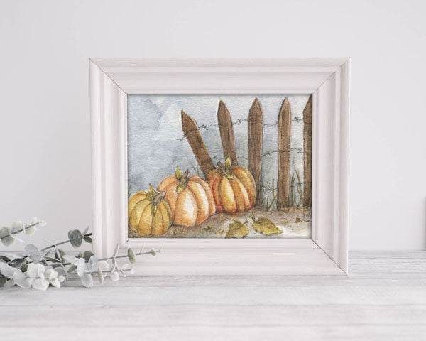 Digital Print Pumpkin Patch No.5 Watercolor Painting Instant Download