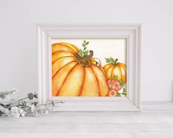 Digital Print Pumpkin Patch No.2 Watercolor Painting Instant Download