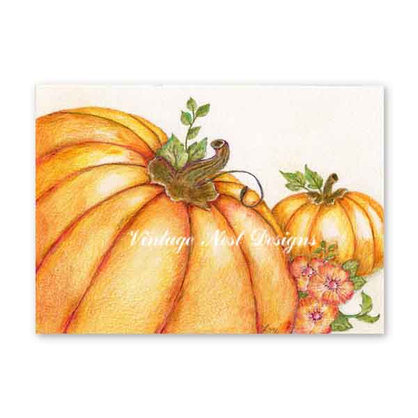 Digital Print Pumpkin Patch No.2 Watercolor Painting Instant Download