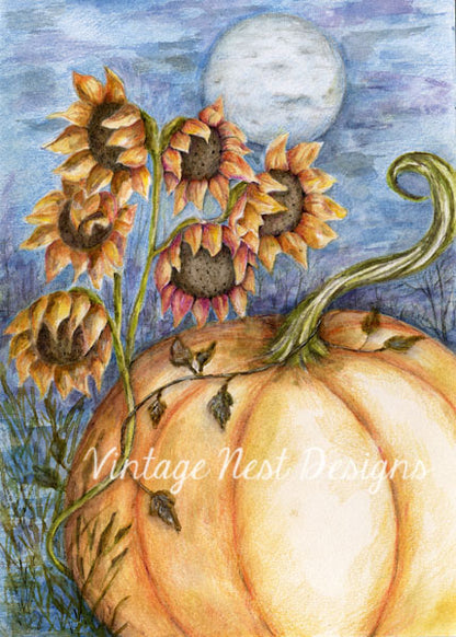 Digital Print Pumpkin Patch No.6 Watercolor Wall Decor Instant download