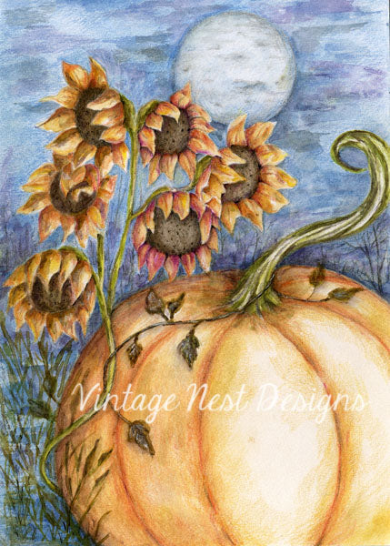 Digital Print Pumpkin Patch No.6 Watercolor Wall Decor Instant download