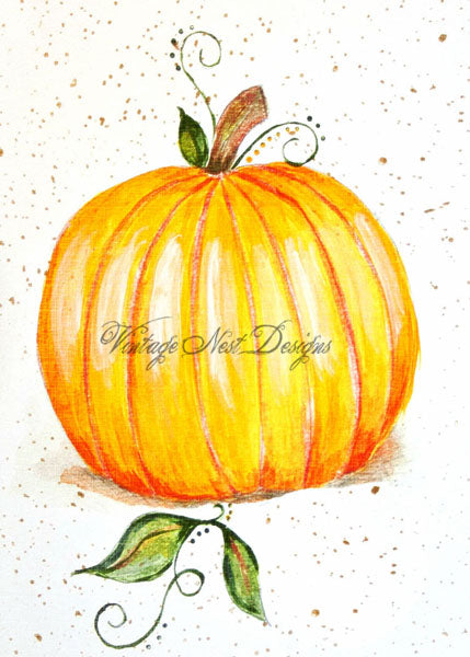 Digital Print Pumpkins No.2:2 Watercolor Painting Instant Download