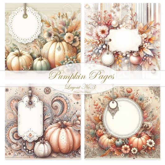 Digital Prints Pumpkin Page Layouts No.3 Illustrations Instant Download