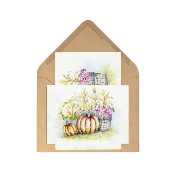 Digital Print Pumpkin Patch No.10 Watercolor Painting Instant Download