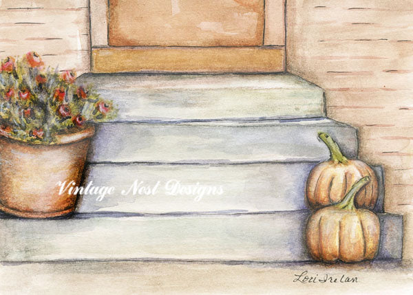 Digital Prints Pumpkins No.11 Watercolor Painting Instant Download