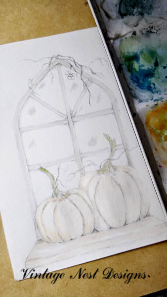 Digital Print Halloween Pumpkins No.12 Watercolor Painting Instant Download