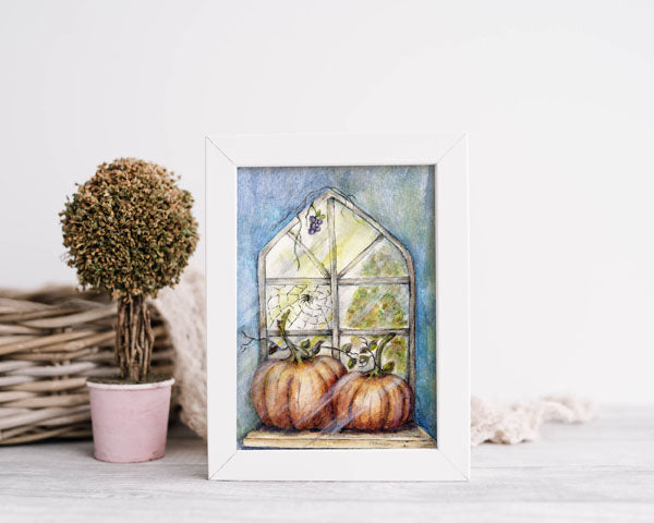 Digital Print Halloween Pumpkins No.12 Watercolor Painting Instant Download