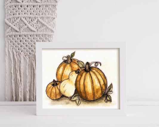 Digital Print Pumpkins No.3 Watercolor Painting Instant Download