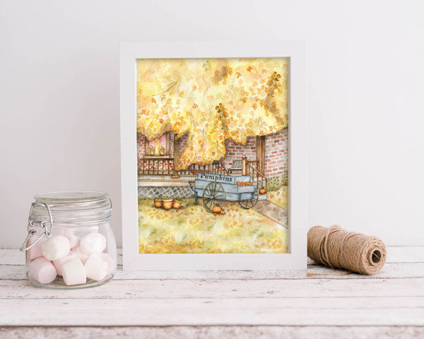Digital Prints Pumpkins No.4 Watercolor Painting Instant Download