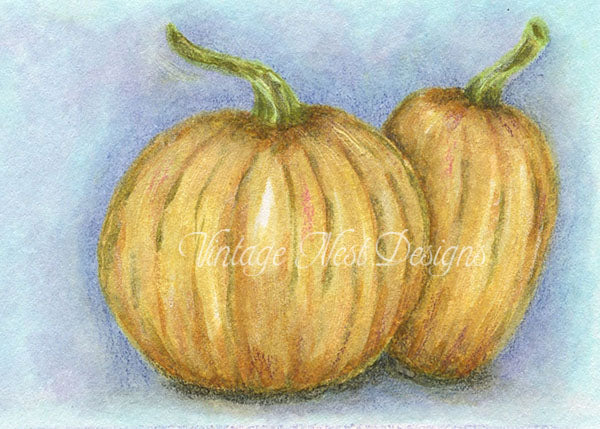 Digital Print Pumpkins No.5 Watercolor Painting Instant Download